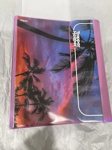 Vintage Mead Trapper Keeper Purple Palm Tree, 3 Ring Binder Clipboard, Exc Cond - Picture 1 of 10
