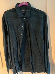 POLO RALPH LAUREN Blue Plaid Mens Casual Dress Shirt Size XL - Picture 1 of 4