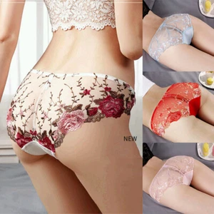 Panties Lace Transparent Underwear Seamless Underpants Briefs Waist Low Women - Picture 1 of 18