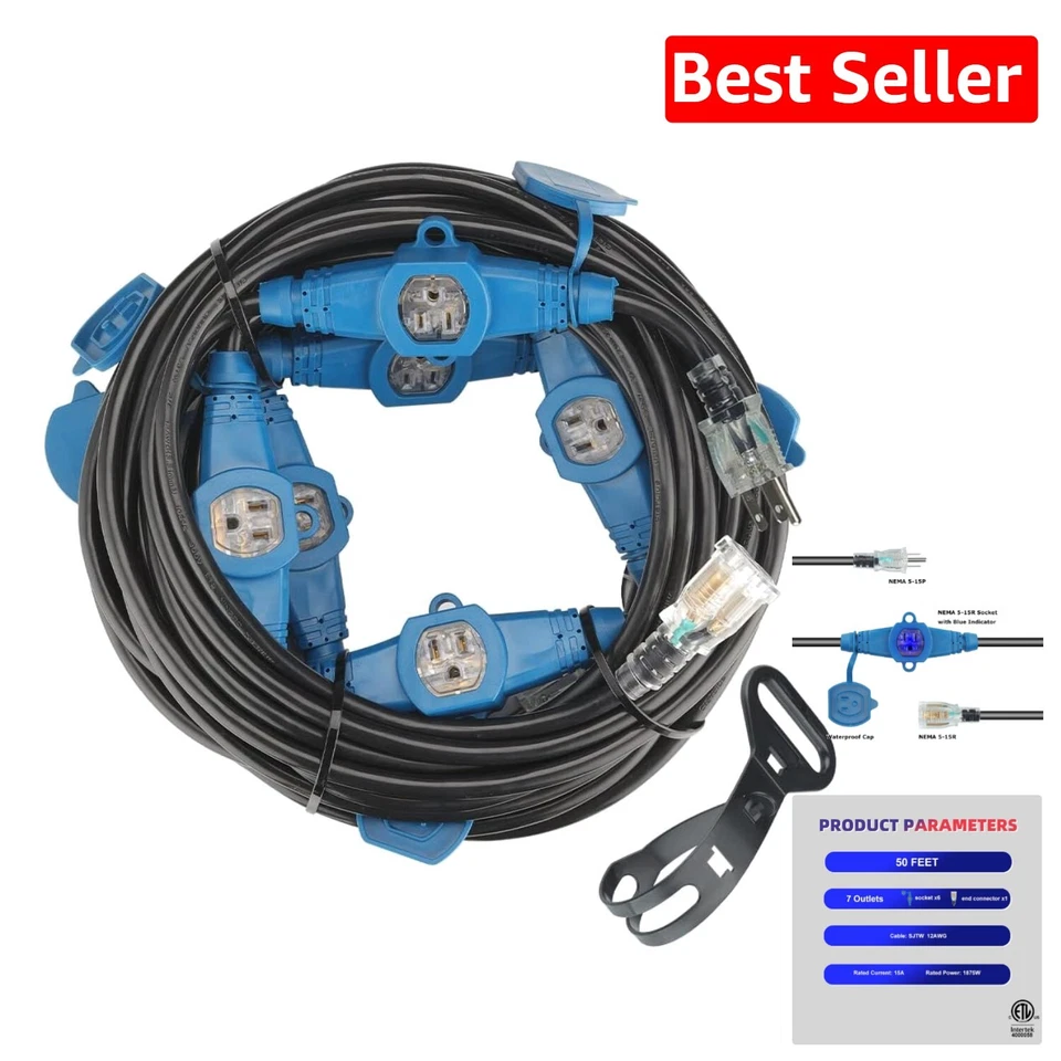 50 Feet Multi-Outlet Extension Cord with Easy-Care Strap -  Listed Safety - Image 1 of 4