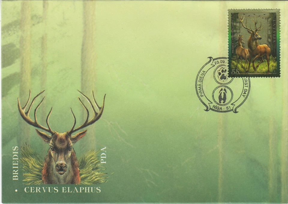 Big Red Deer Elk Wildlife Nature Cervus Elaphus Art Cover Latvia FDC 2007 - Image 1 of 1