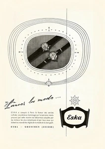 1957 anuncio impreso vintage ESKA reloj suizo suizo suizo relojería arte de mediados de siglo - Imagen 1 de 1