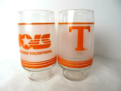 Shell Oil UT Tennessee Volunteers Vols Glass Frosted & Orange Lot of 2 #10095 Cover