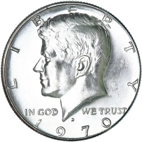1970 D Kennedy Half Dollar 40% Silver Choice BU US Coin Cover