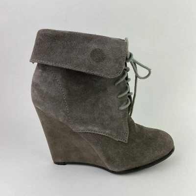 Botas Twain para mujer muy volátiles gamuza cuero con cordones plegables cuña talla 5,5 Foto 1 de 4