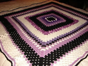 New Afghan Purple Handmade Handcrafted Crochet Throw Blanket Afghan - Picture 1 of 6