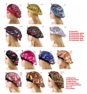 Satin Night Sleep Cap Hair Bonnet Hat Head Cover Wide Elastic Band Women NEW US - Picture 1 of 15