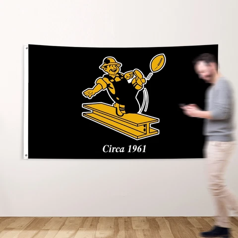 Pittsburgh Steelers Retro Flag 3X5 Banner Steely McBeam New FAST FREE Shipping Cover