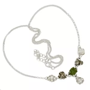 Collar de plata 925 con diamantes y moldavita checos genuinos naturales SN19028 - Imagen 1 de 1