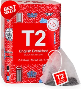 English Breakfast Black Tea Bags in T2 Icon Tin 2020 25 Count - Non Returnable - Picture 1 of 12