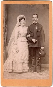 Cdv.Militaire Mariés.Soldat.Hungary.Slovakia.Bratislava.Photo Carlo di Sago.1875 - Foto 1 di 2