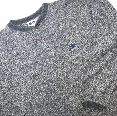 Vintage The Edge DALLAS COWBOYS Grey Pullover Thermal Sweatshirt Size Large Cover