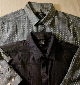 Marc Anthony Blue/White & Black/Purple Cotton Slim Fit Shirts S (Lot Of 2) NWOT - Picture 1 of 7