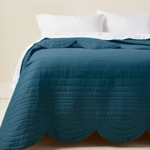 Full/Queen Scalloped Edge Quilt Ocean Blue - Opalhouse designed with Jungalow - Picture 1 of 1