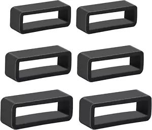 6PCS Watch Band Keepers – 18/20/22mm Silicone Strap Holder Loops Black Rubber - Picture 1 of 12