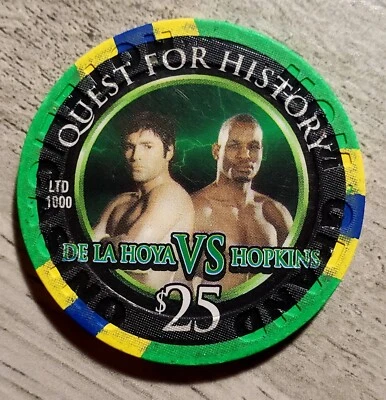 $25 MGM Grand Oscar De La Hoya Vs Bernard Hopkins Quest For History Casino Chip - Image 1 of 2