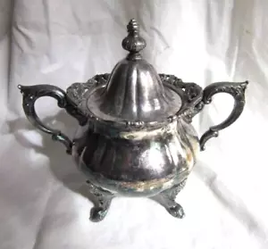 Vintage Wallace 1200 Silverplate Tea Coffee Bowl Pot & Lid 4 Footed Silver Plate - Picture 1 of 10