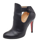 Christian Louboutin Black Leather Cut-Out Ankle Booties Size 36.5