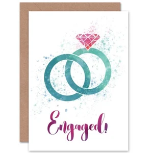 Diamantringe Aquarell Verlobungskarte - Bild 1 von 4