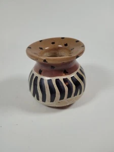 Kenyan Ceramic Vase in Browns and Beiges 3 inches Tall - Picture 1 of 6