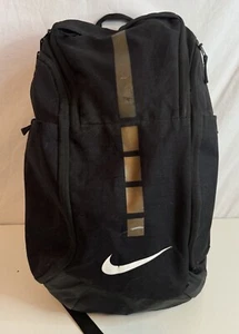 Nike Hoops Elite Pro Backpack Black Adjustable Straps Zippered Gold Polyester - Picture 1 of 9