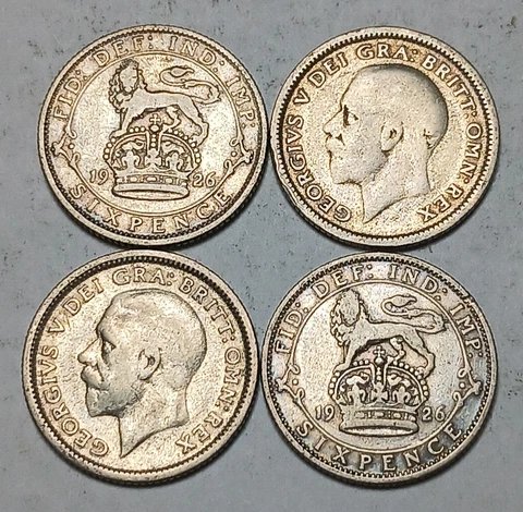1x 1926 Great Britain 6 Pence - Silver Coin - George V - British Sixpence Cover