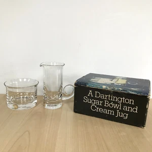 Dartington Glass Sugar Bowl & Cream Jug Handmade Frank Thrower Design Vintage - Picture 1 of 8