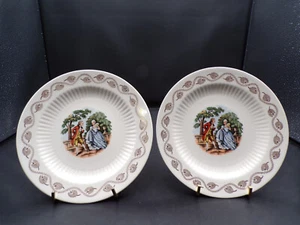 2 USA Vintage Royal China Early American 22k Gold Trim Bread Plates 6-1/4" F25 - Picture 1 of 9