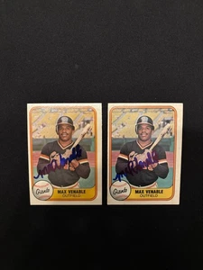 Lote de 2 tarjetas de béisbol Fleer MLB firmadas por Max Venable #443 1981 Gigantes automáticas  - Imagen 1 de 2
