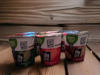 CHEF WOO RAMEN VARIETY PACK 100% PLANT-BASED PROTEIN 2.5 OZ CUP Pack Of 6 READ - Image 1 of 2