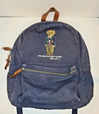 Mochila Ralph Lauren Polo Bear Preppy de Lona con Borde de Cuero LEER DESCRIPCIÓN Foto 1 de 4