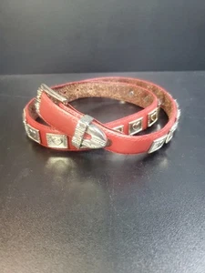 Vintage Red Nocona Ladies Belt Hearts Silver Tone Hardware Western - Picture 1 of 7