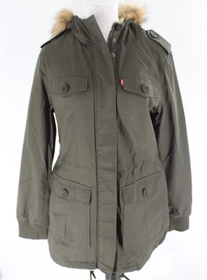 Chaqueta Parka Levi's Piel Con Capucha y Borde Sherpa Talla Mediana ¡Nueva! Foto 1 de 4