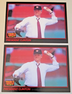 President Bill Clinton 1993 Donruss Triple Play 2 Card Lot # 32 - 42nd President - Image 1 of 2