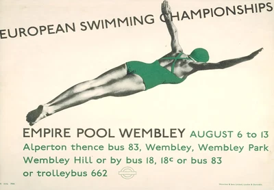 Póster de natación europeo arte de pared nadador femenino - 16x12/20x16/24x18/36x24 Foto 1 de 4