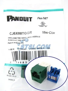 Panduit CJ6X88TGGR Cat6a 10 Gig Mini-Com Jack, Green ~STSI - Picture 1 of 3
