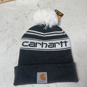 Gorro Carhartt Youth Pom Tejido Gris Nuevo con Etiquetas - Imagen 1 de 6