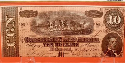 1864 T-68 $10 Civil War Confederate States of America - PCGS AU50 CR-550 - Image 1 of 4