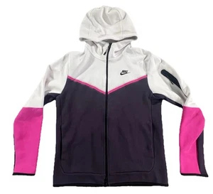 Nike Herren Sportswear Tech schwarz/weiß/fusia pink Fleece Hoodie durchgehender Reißverschluss Medium - Bild 1 von 11