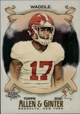 2021 Topps Allen & Ginter Chrome Jaylen Waddle #214 19L - Image 1 of 2