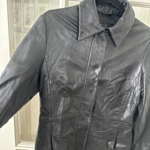 Banana Republic Lederjacke schwarz Mantel Damen klein Vintage 90er - Bild 1 von 13