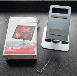 Supporto Tablet e Telefono in Alluminio - Supporto iPad/Telefono Regolabile con Base Rotante - Foto 1 di 10