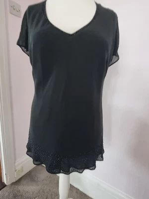 Lovely Black Silk Anne Harvey Top Size 20 - Image 1 of 4