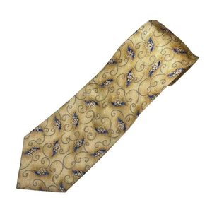 Jos A Bank Silk Tie Necktie Yellow Gold Floral Abstract Preppy - Picture 1 of 7