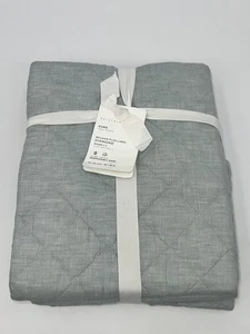 Neu Pottery Barn BELGISCHER FLACHS LEINEN DIAMANT Schein Euro 2er Set blau grau Neu mit Etikett - Bild 1 von 4