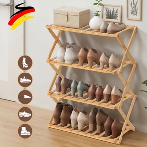 Schuhregal Bambus mit 4 Ebenen Bambus Regal-Organizer Schuhschrank Schuhablage - Bild 1 von 12