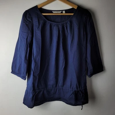 Blusa Camisa Uniqlo Mujer Talla S Azul Marino Fina Algodón Lyocell Informal Inteligente Foto 1 de 4