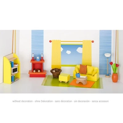 GOKI Puppenmöbel Wohnzimmer  detailreiches Set für Puppenhäuser Puppebstube Holz - Bild 1 von 2