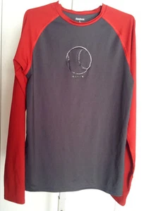 Reebok Baseball Shirt Size Large 14-16 Athletic Long Sleeve Play Dry Red Gray - Picture 1 of 4