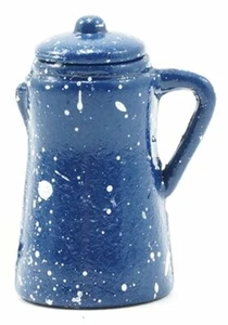 Miniature Dollhouse Blue Spatterware Pitcher Coffe Pot 1:12 Scale New - Picture 1 of 1